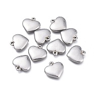 304 Stainless Steel Pendants, Heart, Stainless Steel Color, 16x16x3.5mm, Hole: 1.6mm(STAS-K207-13P)