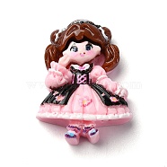 Cartoon Girls Opaque Resin Decoden Cabochons, Doll, Pink, 24x18x6mm(RESI-S392-01C-05)