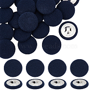 20Pcs Cloth with Aluminum Base Buttons, Flat Round, Prussian Blue, 26x10.5mm, Hole: 3.3x2mm(BUTT-NB0001-77A)