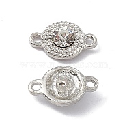 Alloy Crystal Rhinestone Connector Charms, Flat Round Links, Platinum, 9.5x15.5x5mm, Hole: 1.8mm(FIND-A024-17P)