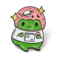 Frog Spaceman Enamel Pins, Electrophoresis Black Alloy Badge for Backpack Clothes, Planet, 26x20.5x1mm(JEWB-G024-02B)