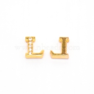 Alloy Slide Charms, with Crystal Rhinestone and Initial Letter A~Z, Letter.L, L: 11.5x10x4mm, Hole: 1.5x8mm(PALLOY-TAC0012-21L)