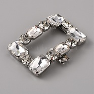 Alloy Rhinestone Shoe Decoration, Detachable Shoe Buckle Clip, Rectangle, Crystal, 62x45x12mm(AJEW-WH0248-222)