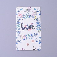 Cardboard Earring Display Cards, Rectangle with Flower & Word Love Pattern, White, 9x5x0.04cm, Hole: 1.5mm(X-CDIS-F003-03A)