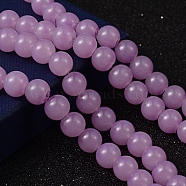Violet Color Spray Painted Round Imitation Jade Glass Beads Strands, 8mm, Hole: 1.3~1.6mm, about 100pcs/strand, 31.4 inch(X-DGLA-S076-8mm-22)