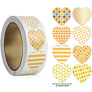 500 Paste  Paper Self-Adhesive Heart Stickers, Wheat, 57x28mm, 500pcs/roll(AJEW-S085-02D)