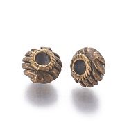 Tibetan Style Spacer Beads, Cadmium Free & Nickel Free & Lead Free, Rondelle, Antique Bronze, 6x4mm, Hole: 2mm(TIBEB-Q39-AB-FF)