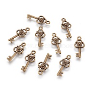 Tibetan Style Alloy Pendant, Skeleton Key, Lead Free, Cadmium Free and Nickel Free, Antique Bronze, about 23mm long, 9.5mm wide, 2mm thick, hole: 2mm(X-MLF8363Y-NF)