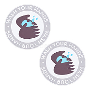 PVC Wash Your Hands Sign Sticker, Public Signs, Flat Round, Black, 17x0.01cm(AJEW-WH0231-34)