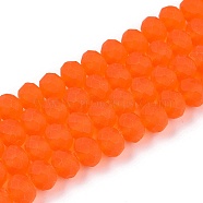 Transparent Glass Beads Strands, Faceted, Frosted, Rondelle, Dark Orange, 8mm, Hole: 1mm, about 64~65pcs/strand, 40~41cm(X-EGLA-A044-T8mm-MD25)