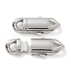 Non-Tarnish 304 Stainless Steel Bayonet Clasps, Rectangle, Stainless Steel Color, 36x15.5x6.5mm, Hole: 5x5mm(STAS-M325-08P)