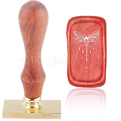Wax Seal Stamp Set, Sealing Wax Stamp Solid Brass Head,  Wood Handle Retro Brass Stamp Kit Removable, for Envelopes Invitations, Gift Card, Rectangle, Butterfly Pattern, 9x4.5x2.3cm(AJEW-WH0214-034)
