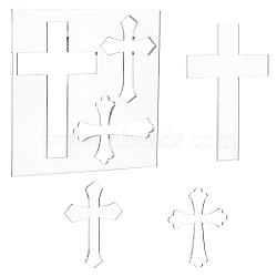 Transparent Acrylic Templates, Religion Cross, Clear, Square: 197x197x6mm, Cross: 118~163x77~102x6mm(AJEW-WH0007-22)