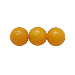 Natural Mashan Jade Beads Strands, Dyed, Round, Goldenrod, 10mm, Hole: 1mm, about 40pcs/strand, 16 inch(G-H1626-10MM-07)