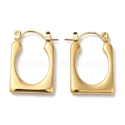 Rack Plating 304 Stainless Steel Hoop Earrings for Women, Rectangle, Real 18K Gold Plated, 23.5x16x2.5mm(EJEW-Z026-30G)