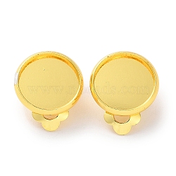 Rack Plating Brass Clip-on Earring Finding, Long-Lasting Plated, Lead Free & Cadmium Free, Golden, Tray: 12mm, 16.5x14x8mm(KK-F090-10G)