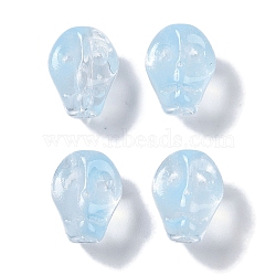 Baking Paint Glass Beads, Skull, Light Blue, 10x8x7.5mm, Hole: 1mm(GLAA-S202-17I)