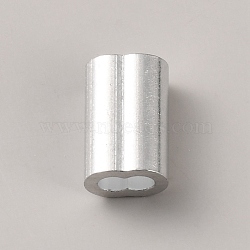 Aluminum Slide Charms, For Leather Cord Bracelets Making, Rectangle, Raw(Unplated), 9x6x4mm, Hole: 4x2mm(ALUM-WH0005-02B)