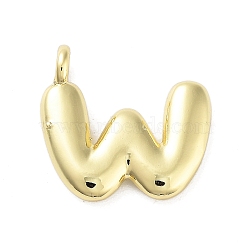 Rack Plating Brass Balloon Letter Pendants, Cadmium Free & Lead Free, Long-Lasting Plated, Real 18K Gold Plated, Letter W, 16.5~18.5x5.5~18x2.5x4.5mm(KK-C050-01G-W)