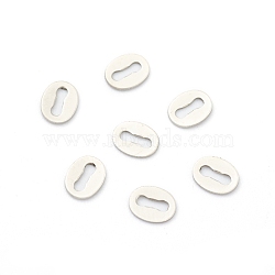 304 Stainless Steel Chain Tabs, Chain Extender Connectors, Oval, Stainless Steel Color, 5x4x0.5mm, Hole: 1x3.1mm(STAS-G245-03)