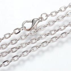 Iron Cable Chains Necklace Making, with Lobster Clasps, Unwelded, Platinum, 28.15 inch(71.5cm)~28.74 inch(73cm)(MAK-R013-70cm-P)