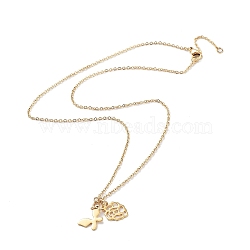 Grape Pendant Necklaces, 304 Stainless Steel Necklace, Real 18K Gold Plated, 17.76 inch(45.1cm)(NJEW-Q335-03A-G)