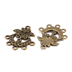(Holiday Stock-Up Sale)Alloy Rhinestone Cabochon Connector Settings, Lead Free and Cadmium Free, Oval, Antique Bronze, 28x21x3mm, Hole: 1.5mm(EA520Y-AB)