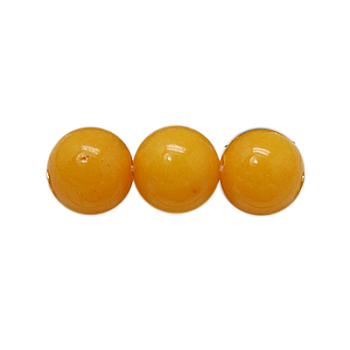 Natural Mashan Jade Beads Strands, Dyed, Round, Goldenrod, 10mm, Hole: 1mm, about 40pcs/strand, 16 inch