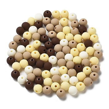 Frosted Opaque Acrylic Beads, Round, Coconut Brown, 8mm, Hole: 2mm, about 1851pcs/500g