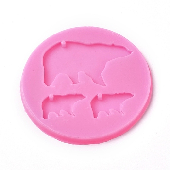 Pendant Silicone Molds, Resin Casting Molds, For UV Resin, Epoxy Resin Jewelry Making, White Bear, Pink, 99x6mm, Inner Diameter: 41x72mm and 21x34mm