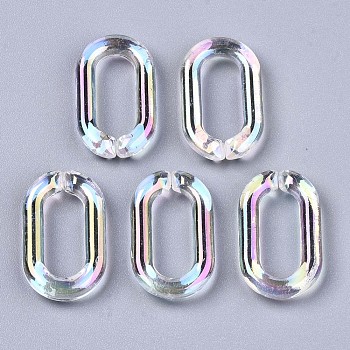 Transparent Acrylic Linkings Rings, Quick Link Connectors, For Curb Chains Making, AB Color, Oval, Clear AB, 27x16.5x4mm, Inner Diameter: 18.5x7mm