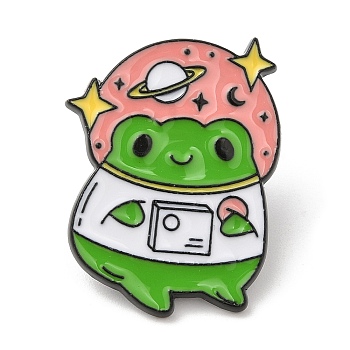 Frog Spaceman Enamel Pins, Electrophoresis Black Alloy Badge for Backpack Clothes, Planet, 26x20.5x1mm