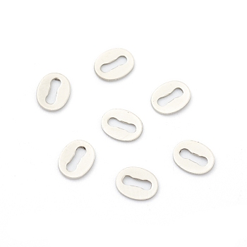 304 Stainless Steel Chain Tabs, Chain Extender Connectors, Oval, Stainless Steel Color, 5x4x0.5mm, Hole: 1x3.1mm