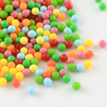 Round Acrylic Beads, Undrilled/No Hole Beads, Mixed Color, 4mm