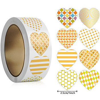 500 Paste  Paper Self-Adhesive Heart Stickers, Wheat, 57x28mm, 500pcs/roll