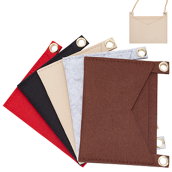 WADORN 5Pcs 5 Colors Felt Bags Organizer Insert, Mini Envelope Handbag Shaper Premium Felt, with Iron Grommets, Mixed Color, 15x12.3x0.55cm, Hole: 10mm, 1pc/color