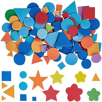 Foam Stickers Self-Adhesive Stickers, Decorations Stickers, for Crafts Arts Making Kids Gifts, Geometric & Star & Flower, Mixed Color, 6~44x10~46x1.5~3mm