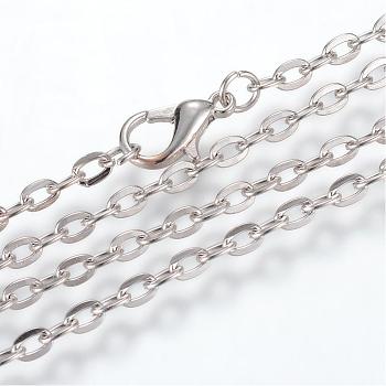 Iron Cable Chains Necklace Making, with Lobster Clasps, Unwelded, Platinum, 27.5 inch(70cm)