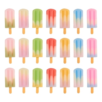 Resin Decoden Cabochons, Imitation Food, Ice-Lolly, Mixed Color, 37x15x6mm, 35pcs/bag
