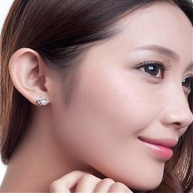 Real Platinum Plated Flower Brass Stud Earrings(EJEW-EE0001-230)-2