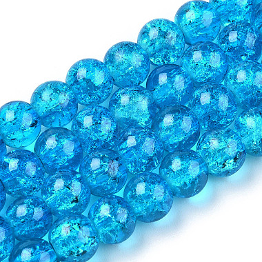 Deep Sky Blue Round Glass Beads