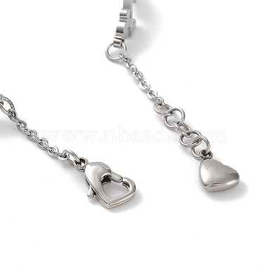 304 bracelets branches feuillues en acier inoxydable avec breloques cœur(BJEW-F464-16P)-2