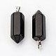 Brass Natural Obsidian Pendants(X-G-O160-03G)-1