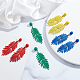 4 Pairs 4 Colors Alloy Leaf Dangle Stud Earrings with 925 Sterling Silver Pins(EJEW-AN0002-61)-5
