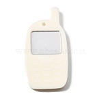 Printed Cellulose Acetate(Resin) Big Pendants, Y2K Phone Charm, Floral White, 61.5x31x5mm, Hole: 2mm(RESI-F070-03A)
