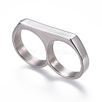 Tarnish Resistant 304 Stainless Steel Finger Rings, Double Rings, Stainless Steel Color, Size 11, 20.5mm(RJEW-O032-13P-20.5mm)