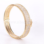 Brass Micro Pave Clear Cubic Zirconia Bangles for Women, Ring, Golden, Inner Diameter: 2-3/8 inch(6cm)(FS-WG2EB50-02)