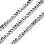 304 Stainless Steel Curb Chains, Unwelded, with Spool, Stainless Steel Color, 4.5x3x0.8~1mm(CHS-B016B-P)