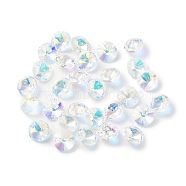 Electroplate Transparent Glass Beads, Half Rainbown Plated, Faceted Bicone, Clear, 8x4mm, Hole: 0.8mm(EGLA-Z002-AB11)