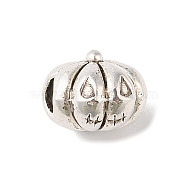 Tibetan Style Alloy European Beads, Large Hole Beads, Cadmium Free & Lead Free, Halloween Pumpkin, Antique Silver, 9.5x11.5x12.5mm, Hole: 4.5mm(TIBE-Q090-37AS)